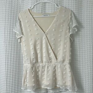 Abbeline Dotted Swiss Ruffle Blouse Cream South Moon Under
